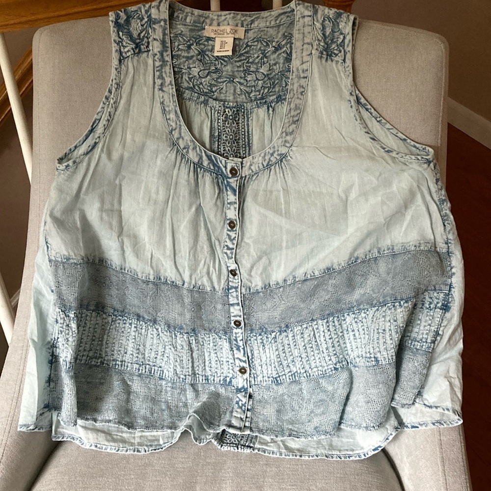 Sleeveless washed denim look too